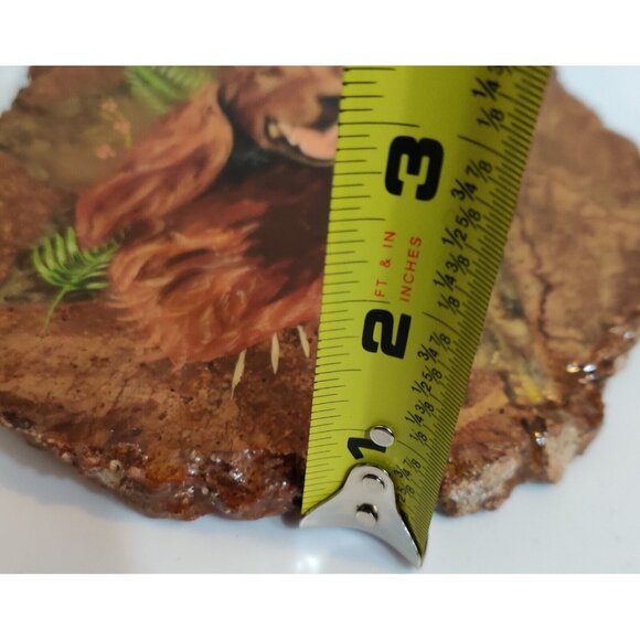 Hand Painted Agate Slab Art Of Irish Setter Dog Portrait 8.5x7" Signed - Picture 11 of 13